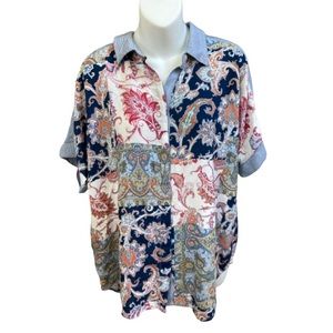 Chico’s Women’s Floral Paisley Boho Top SZ 2 LG 12